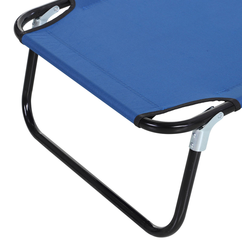 2 Piece Foldable Sun Loungers with Adjustable Backrest for Garden or Beach Use Blue