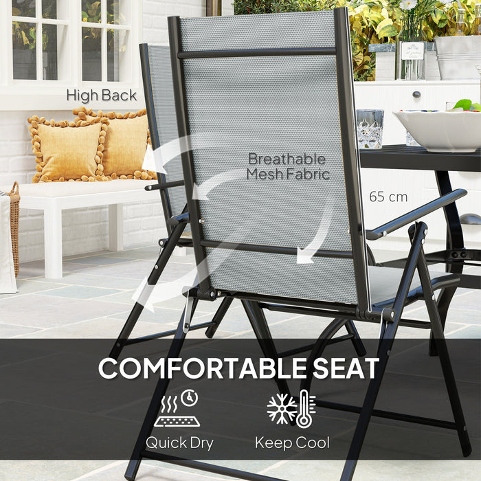 Five Piece Steel Frame Patio Set with Table and Chairs Grey and Black by Outsunny