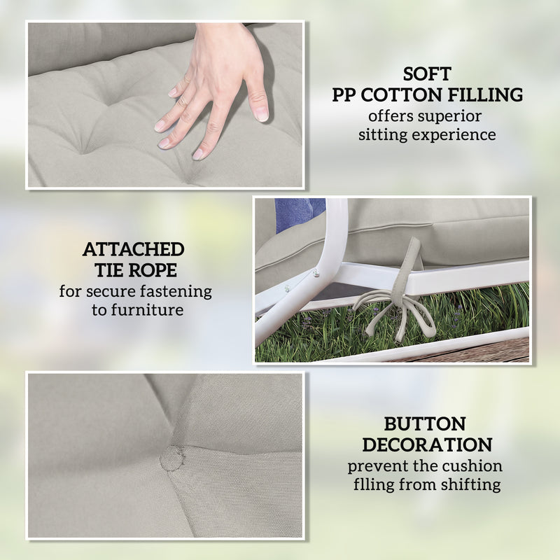 Outdoor Bench Cushion for 2 Seater Benches or Swing Chairs Easy Care Light Grey AOSOM