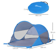 2 Person Pop Up Camping Tent With Lightweight Fibreglass Frame For Outdoor Use Blue AOSOM
