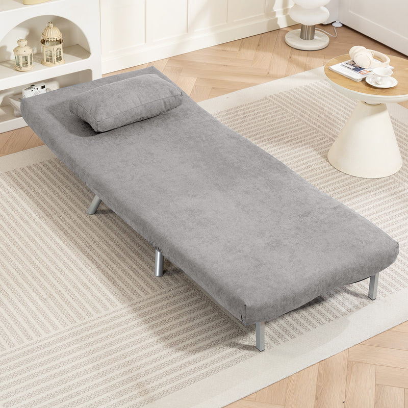 Single Sofa Bed with Velvet Feel Upholstery Ideal for Guests and Small Spaces Grey
