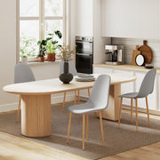 Set of 4 Grey Modern Dining Chairs with Backrest and Steel Legs for Kitchen or Dining Room by HOMCOM