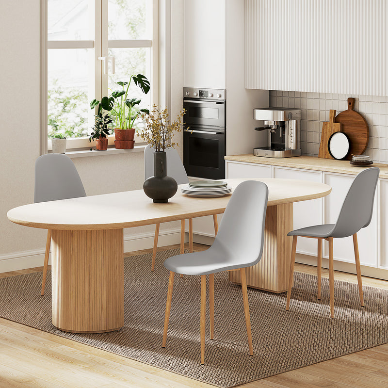 Set of 4 Grey Modern Dining Chairs with Backrest and Steel Legs for Kitchen or Dining Room by HOMCOM