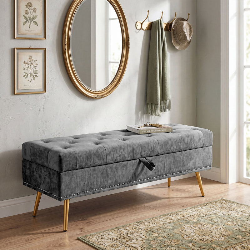 Ottoman storage bench - Grey