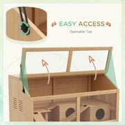 Wooden Hamster Cage for Gerbils and Mice with Suspension Bridge and Openable Top by PawHut