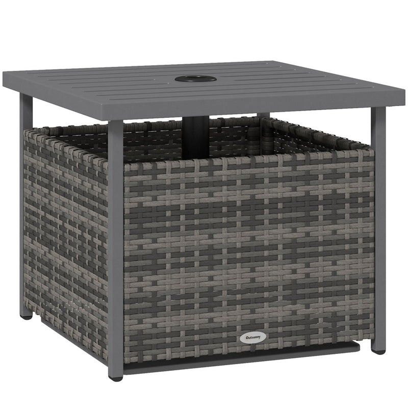 Outsunny Outdoor Rattan Wicker Coffee Table w/ Umbrella Hole Suitable for Garden Garden AOSOM