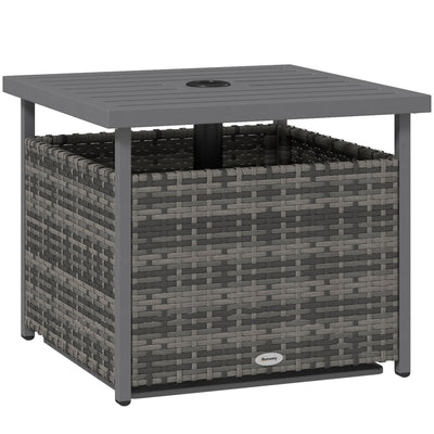 Outsunny Outdoor Rattan Wicker Coffee Table w/ Umbrella Hole Suitable for Garden Garden AOSOM