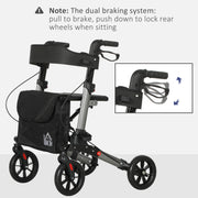 4 Wheel Folding Rollator Walker with Seat Bag and Dual Brakes for Seniors and Disabled by HOMCOM AOSOM