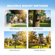 Smart Bird Feeder Camera with 2K HD Video and AI Species Recognition App Alerts Grey AOSOM
