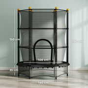 Kids Trampoline with Safety Enclosure for Outdoor and Indoor Play 4.6FT Black AOSOM