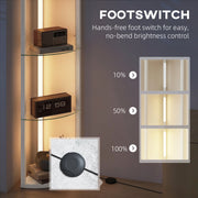 Corner Floor Lamp with 5 Glass Shelves for Display and Soft LED Lighting White Homcom