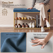 Shoe Storage Bench with Padded Seat for Hallway or Bedroom Organisation Dark Blue AOSOM