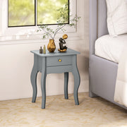 French Style Side Table With Storage Drawer Ideal For Bedrooms Or Living Rooms, Grey
