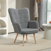 Grey Teddy Fleece Wingback Accent Chair with Padded Seat by HOMCOM