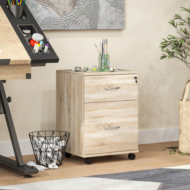 Two Drawer Lockable Filing Cabinet Wood Effect for Home Office by HOMCOM