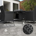 Black 7 Piece Rattan Garden Furniture Set With Fire Pit Table And Cushions By Outsunny