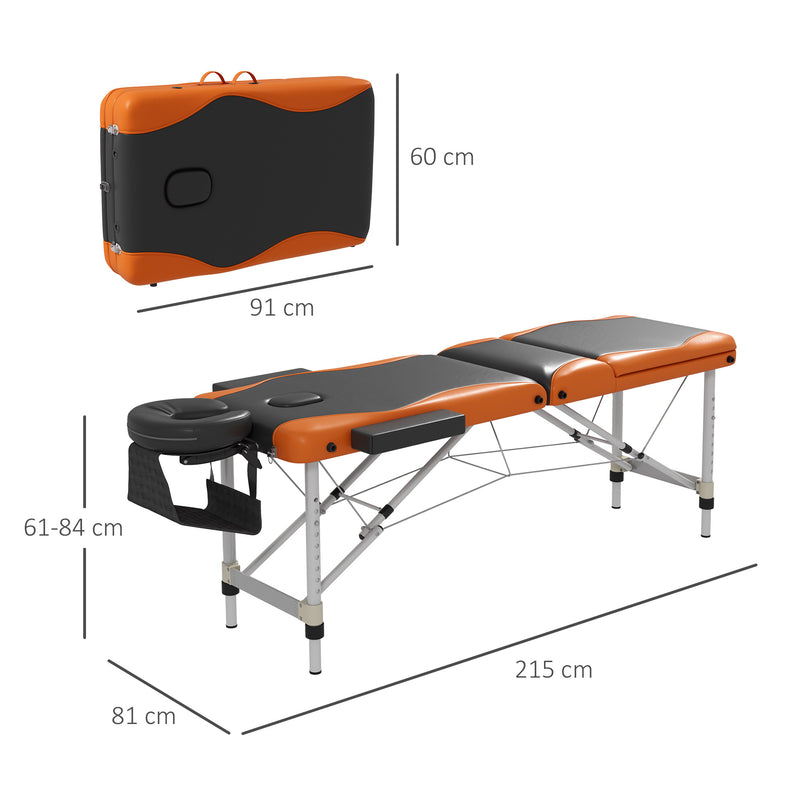 Massage Table Foldable Adjustable Height for Comfortable Home Use Black and Orange