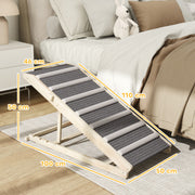 Adjustable Folding Dog Ramp for Sofa or Bed with 4 Heights Non Slip Design Brown AOSOM