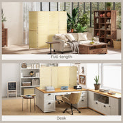 Bamboo Room Divider 4 Panel Folding Screen for Privacy and Space Separation Natural Wood AOSOM