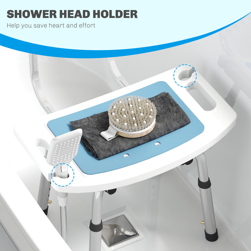 Height Adjustable Shower Chair with Backrest and Anti-Slip Feet by HOMCOM