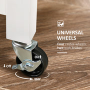 Rolling Kitchen Island Trolley with Drawers and Shelves for Dining or Bar Use White