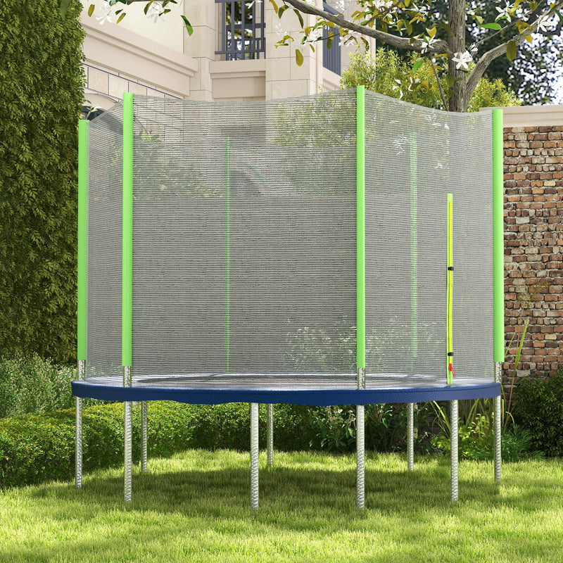 10ft Trampoline Net Replacement with Zipped Entrance and Pole Covers Green by SPORTNOW