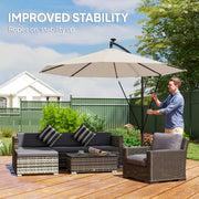 Garden Cantilever Parasol with Solar LED Lights for Evening Patio Shade Cream White Outsunny