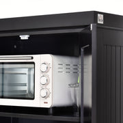 Freestanding Kitchen Storage Cabinet With Drawers And Shelves For Home Organisation Black