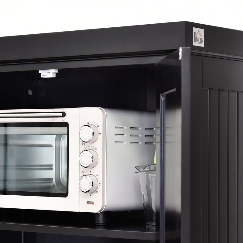 Freestanding Kitchen Storage Cabinet With Drawers And Shelves For Home Organisation Black