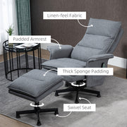 Swivel Recliner Massage Armchair With Footstool And Remote For Home Comfort Grey