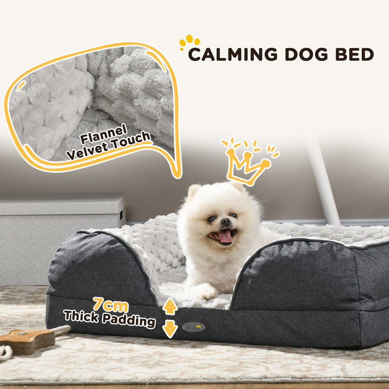 Calming Dog Bed with Removable Cover and Anti Slip Base for Small Pets Charcoal Grey