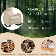 Modern Corduroy Rocking Armchair With Cushioned Seat For Living Room Comfort Beige