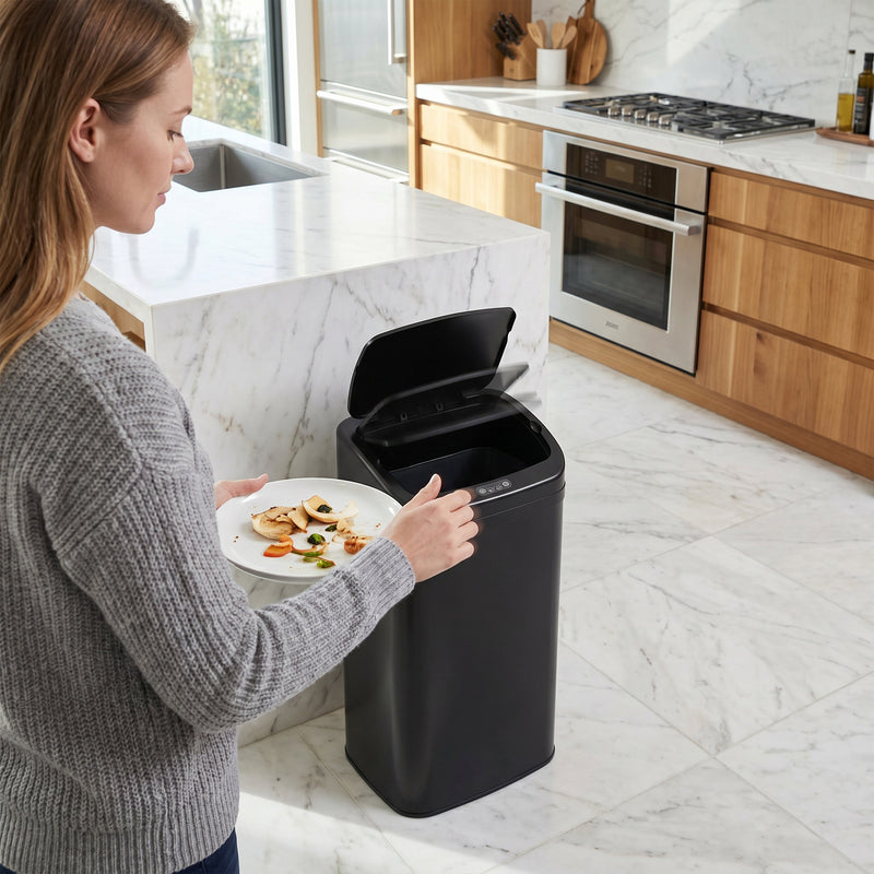 Sensor Kitchen Bin 48L Hands Free Hygienic Waste Disposal Large Capacity Black Homcom