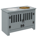 Raised Dog Feeding Station With Storage And Stainless Steel Bowls For Large Dogs, Grey