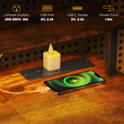 Rustic Brown Computer Desk with LED Lights and Power Outlets 120cm by HOMCOM