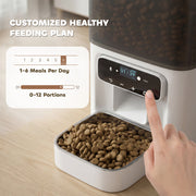 Automatic Cat Feeder with Timer Voice Recorder and Portion Control for 6 Meals Daily White