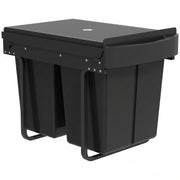 Kitchen Cupboard Pull Out Bin with Dual Compartments for Easy Waste and Recycling Black Homcom
