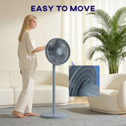 Pedestal Fan with Remote Control and Timer for Quiet Whole Room Cooling Grey AOSOM