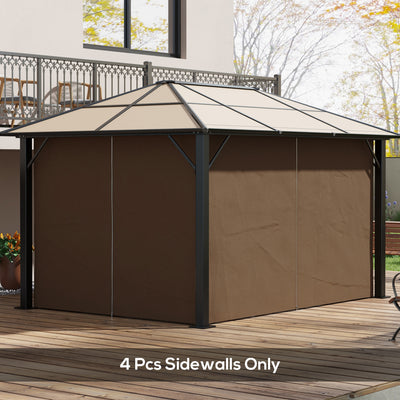Set of Four Dark Brown 3 x 4m Gazebo Replacement Walls for Outdoor Shelter by Outsunny