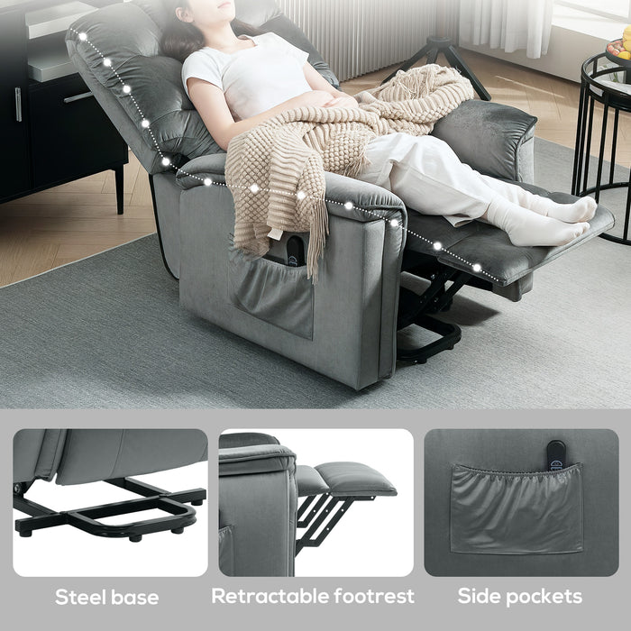 Dark Grey Velvet Feel Electric Lift Recliner Chair for Comfort and Support by HOMCOM