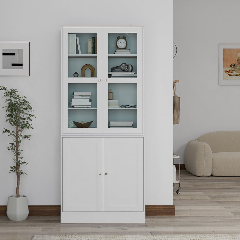 White Double Storage Display Cabinet with Shelves by HOMCOM