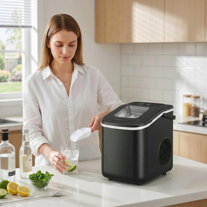 Ice Maker Machine for Fast Fresh Ice at Home Garden or Caravan Black Homcom