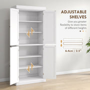 Freestanding Kitchen Storage Cupboard with Adjustable Shelves and 6 Tiers, White