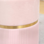 Velvet Storage Ottoman with Hidden Compartment for Bedroom or Living Room Pink AOSOM