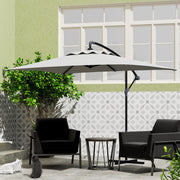 Light Grey 3m Cantilever Overhanging Parasol With Cross Base by Outsunny