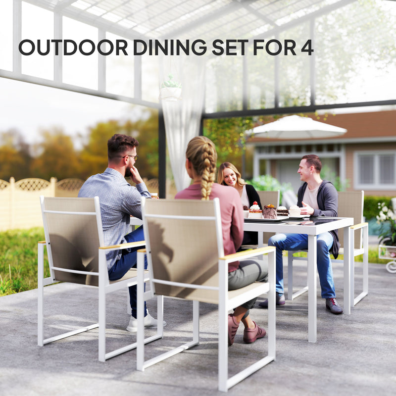 5 Piece Garden Furniture Set With Armchairs and Tempered Glass Table for Patio and Balcony by Outsunny