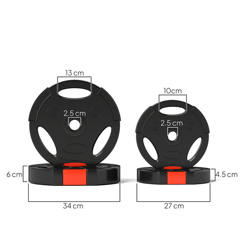 30kg Weight Plates Set With Two 10kg and Two 5kg Cast Iron Discs For Home Gym Black AOSOM