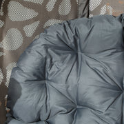 Grey Swivel Egg Chair with Cushions Foldable Basket Seat and Metal Frame for Indoor Outdoor Use by Outsunny