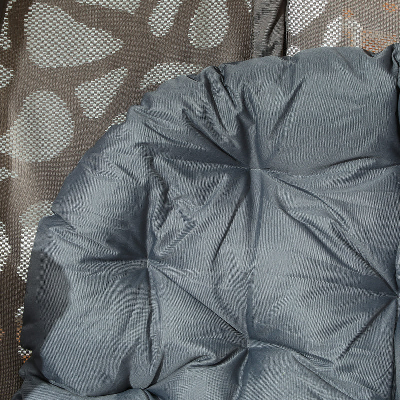 Grey Swivel Egg Chair with Cushions Foldable Basket Seat and Metal Frame for Indoor Outdoor Use by Outsunny