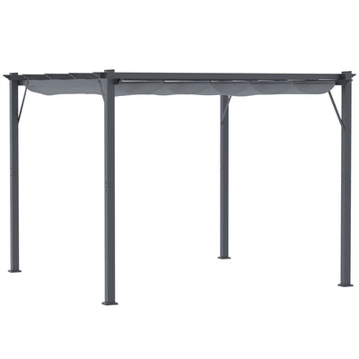 Grey 3x3m Aluminium Gazebo with Retractable Roof for Garden by Outsunny